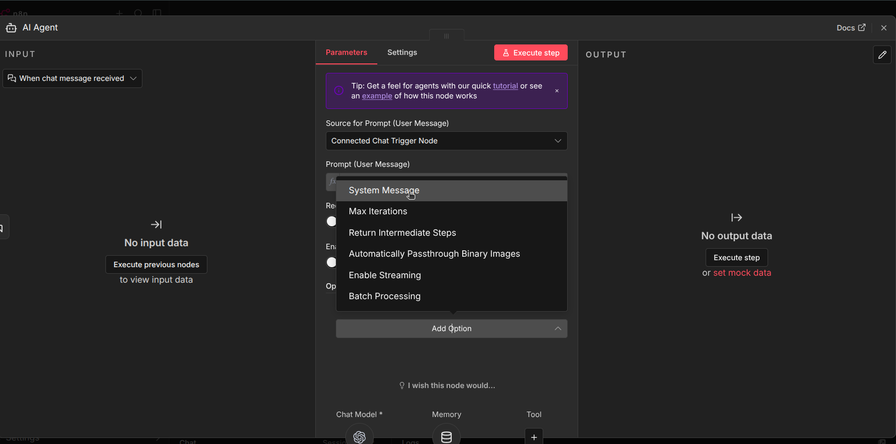 Setting system messgae